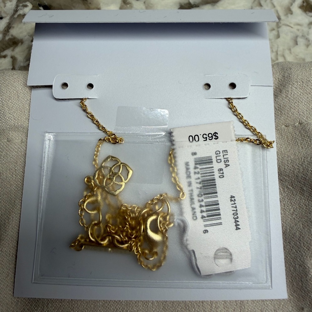 Kendra Scott Elisa gold and pink stone necklace, with jewelry pouch, NEW, NWT - Picture 3 of 4